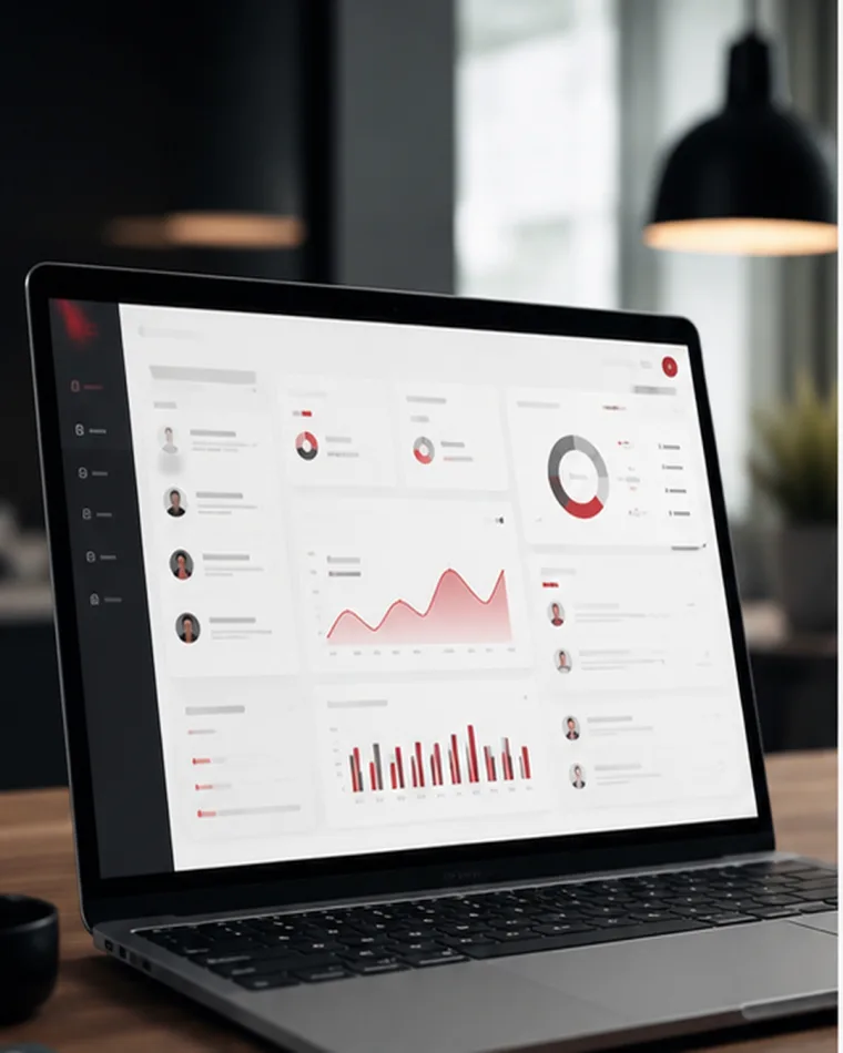 Interface d'un CRM sur-mesure développé par Evensy